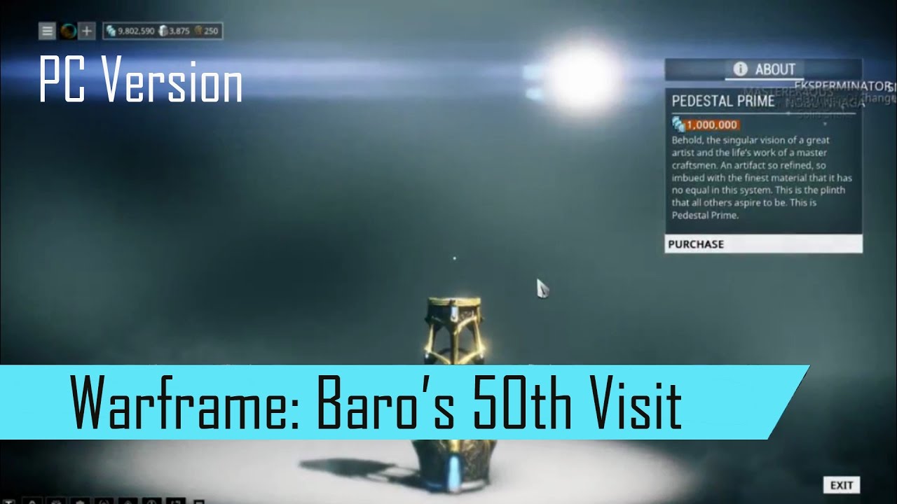 Warframe (PC version) Baro Ki'Teer's 50th Void Trader Visit - YouTube