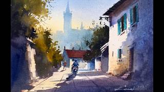 How to Paint a Sunlit Village Street in Watercolor