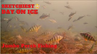 LAKE SIMCOE ice fishing- JUMBO PERCH -SKETCHIEST 😟 day on ICE 🧊
