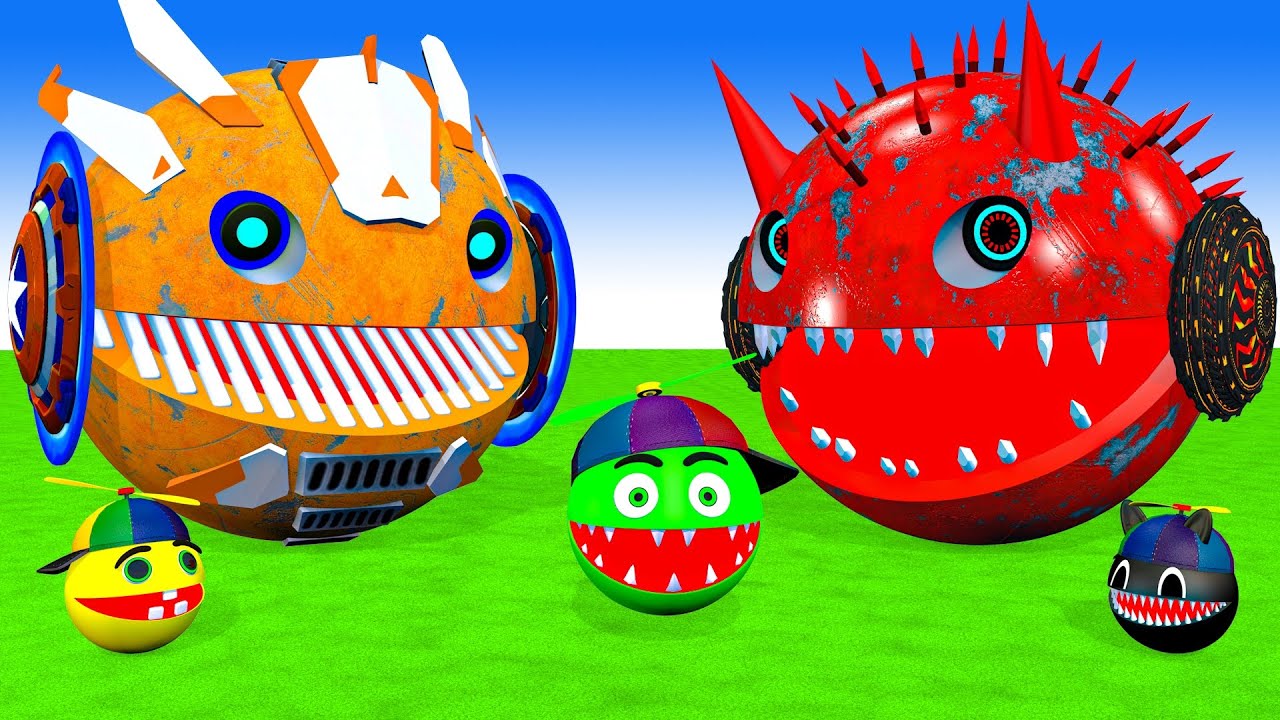 MS PACMAN & NEW RED PACMAN VS TWO YELLOW MONSTER PACMAN FIGHTING IN POKEMON #2026