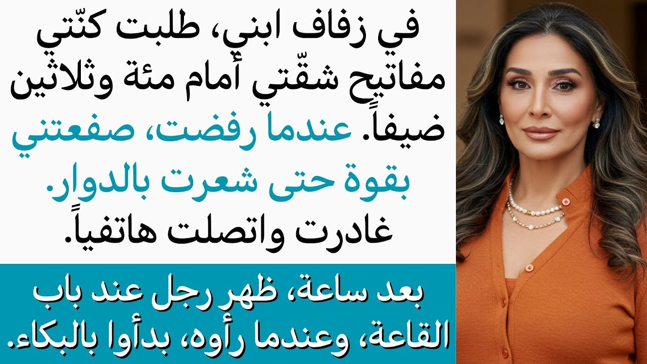 في زفاف ابني، طلبت زوجته الجديدة مفاتيح شقتي أمام الجميع، وعندما رفضت، صفعَتني بقوة وغادرت القاعة