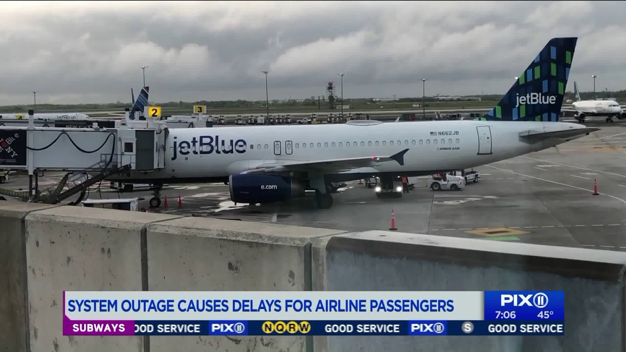 Global software outage causes delays for JetBlue passengers - YouTube