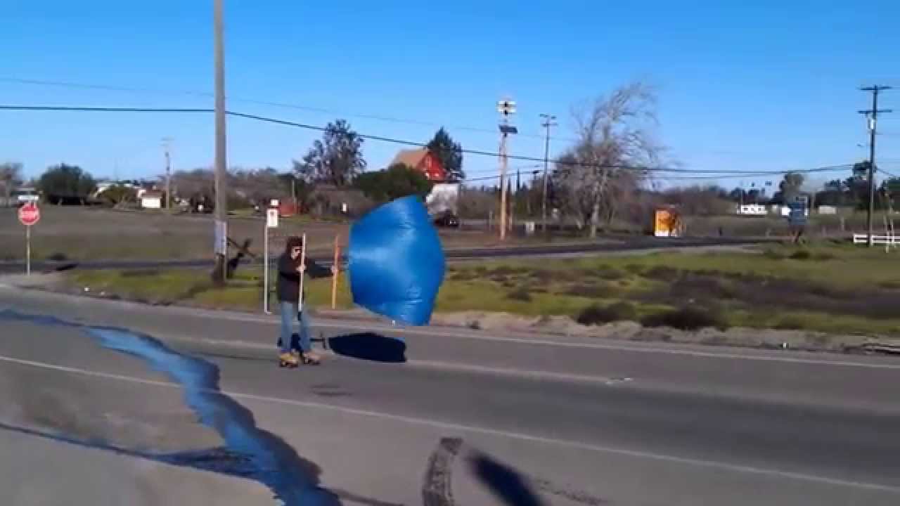 Roller skate kite surfing YouTube