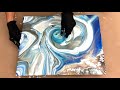 Abstract Acrylic Painting with Beautiful Blues and Metallics | Fluid Art