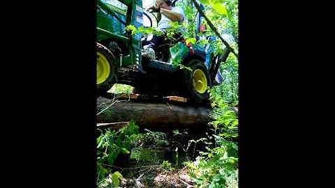 Log Bridge, built with the John Deere 1023e Tractor Loader Backhoe!