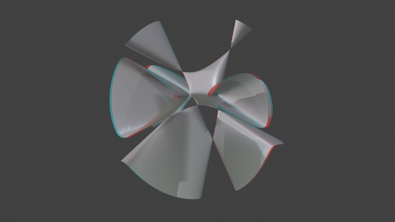 nordstrand's weird surface -- singular algebraic surface, in anaglyph stereoscopic 3d