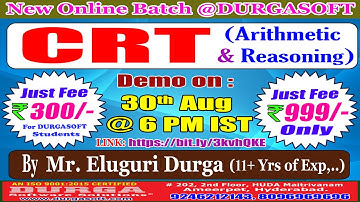 CRT (Arithmetic & Reasoning) Online Training @ DURGASOFT