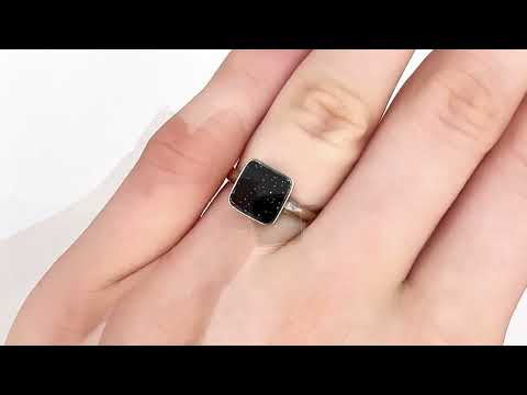 Срібна каблучка вставка авантюрин ніч каїра розмір 19, видео 1