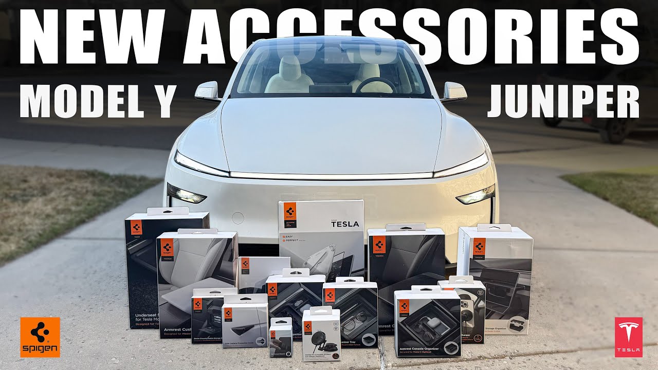 New Tesla Model Y Juniper Must Have Accessories from Spigen! #tesla