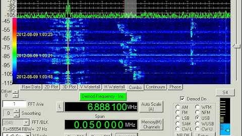Frequency Hopping Voice, 6888.1 kHz c/f, USB, 0031 UTC, August 09, 2012
