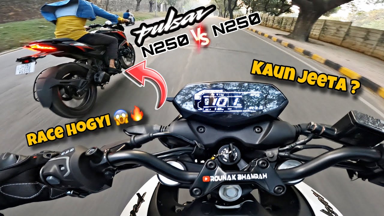 NEW PULSAR N250 Black And White Race 😱 on Running Road || Kon Jeeta ?