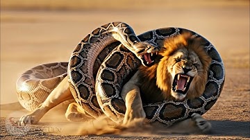 ライオン対パイソン：王と締め付け蛇！