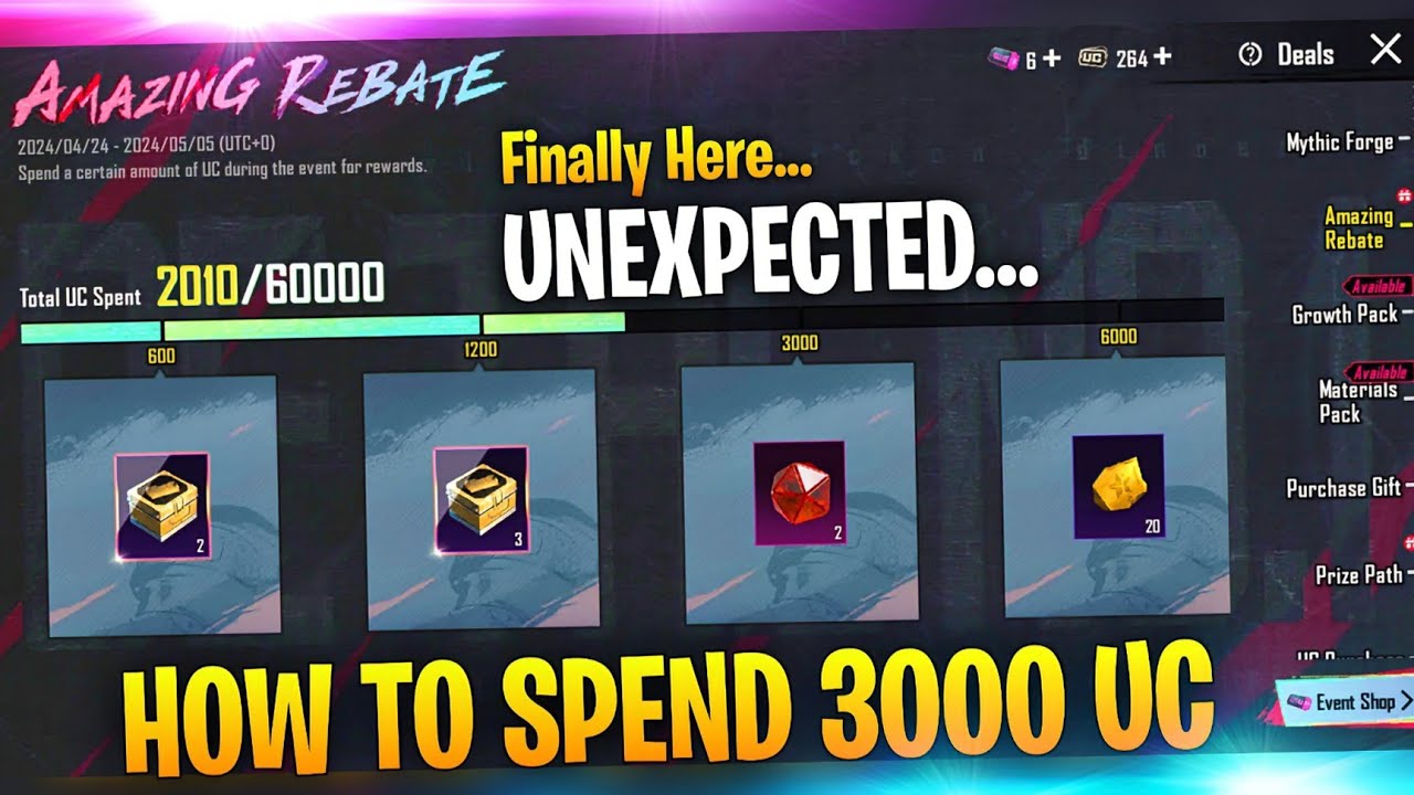 🔴 How To Spend 3000 UC In New Amazing Rebate | Finally Amazing Rebate Is Here | PUBG Amazing Rebate