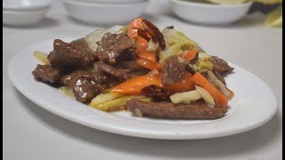 Stir fry beef with Chinese leaf 牛肉炒大白菜