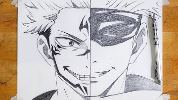 How to Draw Sukuna vs Gojo Satoru Step-by-Step | Easy to draw
