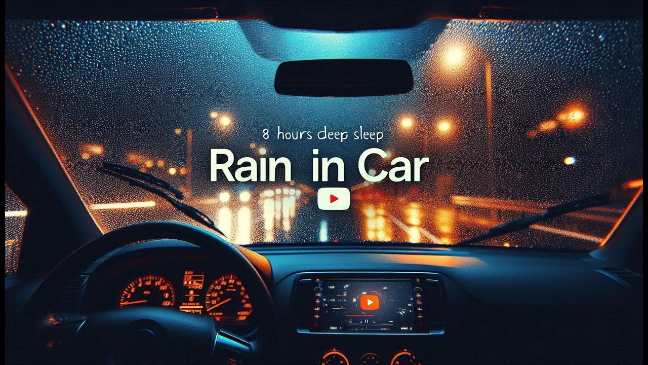 Rain in Car with Slow Wipers & Distant Thunder – Deep Sleep Ambience (8 Hours)