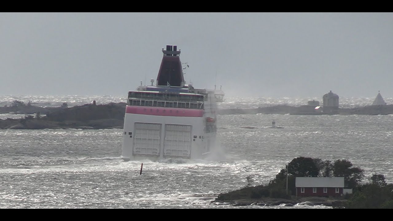 Strong Wind At Mariehamn For Silja Line & Viking Line 4 October 2025 Decreasing winds from Storm Amy