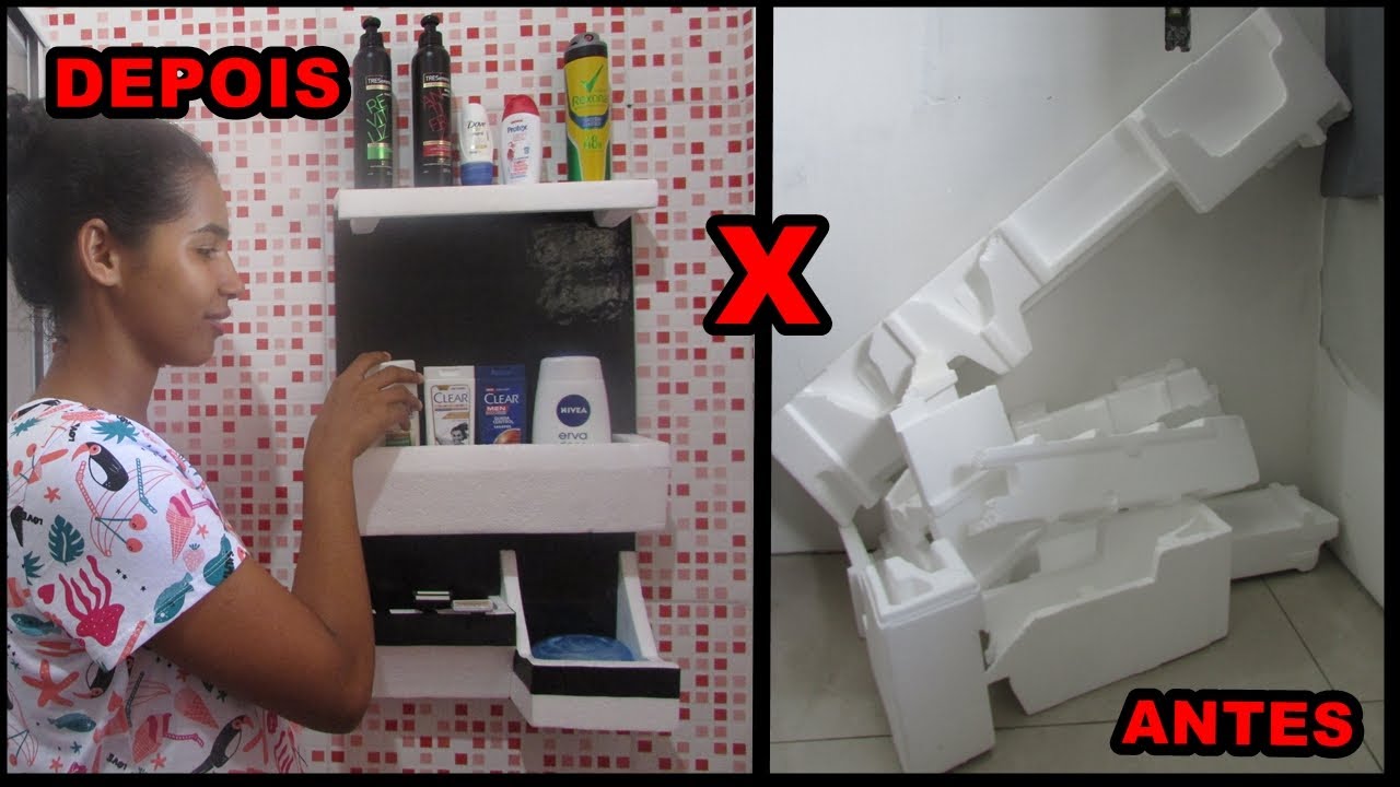 DIY- ARMARINHO PARA BANHEIRO/ ISOPOR VELHO
