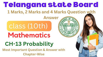 Class 10th Mathematics Chapter- 13 Probability Most important question answer Telangana state board.