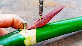 Unleash Nature's Precision: Craft a Green Bamboo Slingshot with DIY Arrows!