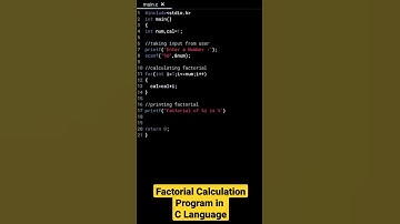 Factorial Calculation Program in C Language | #shorts