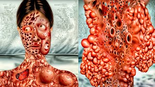 ASMR Leeches poison Therapy \& Removal Big Acne on the face \&Severely Injured animation