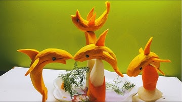 Tỉa những chú cá heo siêu dễ thương từ bí đỏ/ món cô Mẩy làm