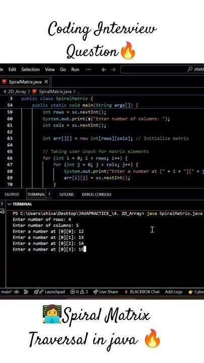 🔥 Spiral Matrix Traversal in Java | Coding Interview Question 🔥 - YouTube
