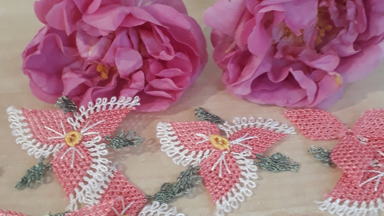 İgne oyası üç yaprakli motif yapımı