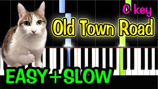 Old Town Road (C Key) - Lil Nas X - Piano Tutorial EASY SLOW + Free Sheet Music PDF