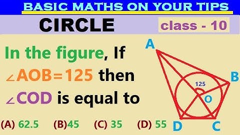In the figure, If ∠AOB=125 then ∠COD is equal to #previousyearquestions  #class10 #circle