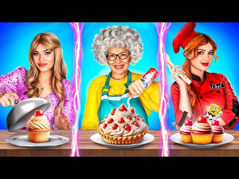 Grandma VS Mom VS Chef Cooking Challenge! Kitchen Hacks!