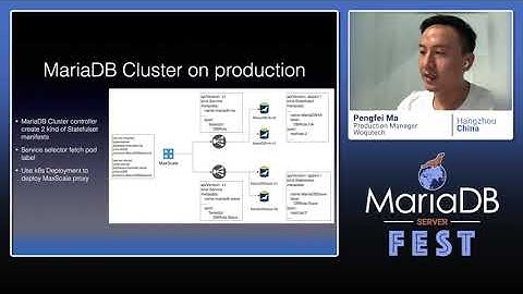 MariaDB database clusters on Kubernetes - Pengfei Ma - MariaDB Server Fest 2020