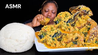 Nigeria food ASMR mukbang fufu with egusi soup