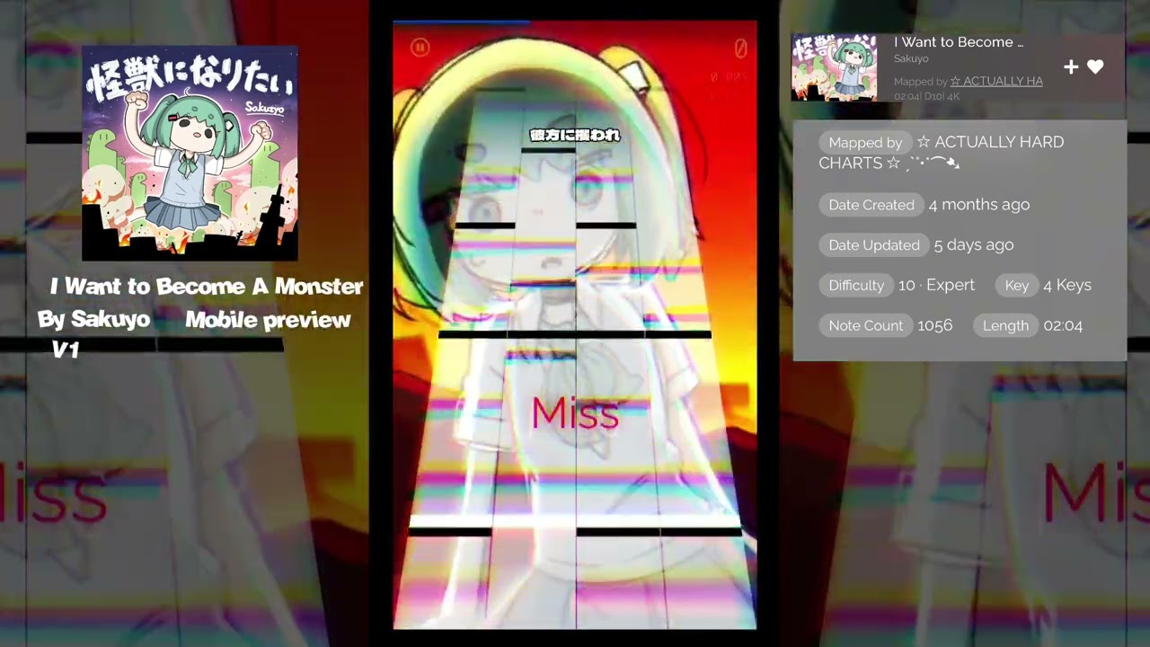 Rhythm Plus - I Want to Become a Monster (Mobile Chart Preview)