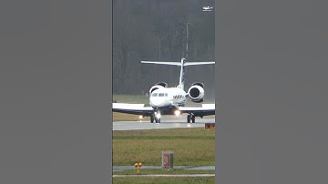 Thrilling Gulfstream G650 Landing at Bern from Brazil - Waving Pilots!