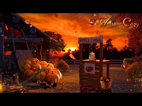 🍂🍎AUTUMN FARM AMBIENCE: Leaves, Nature Sounds, Apple Cider Pouring