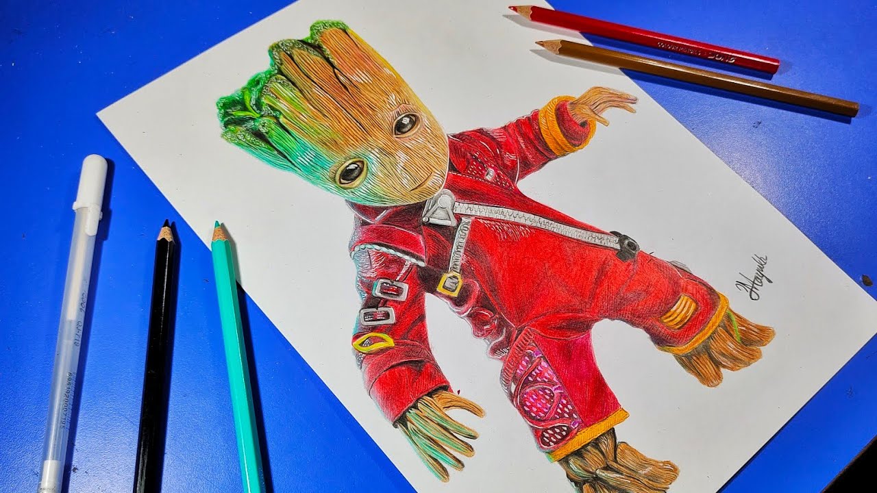Drawing Baby Groot | I am groot - Guardians of the Galaxy Vol. 3 - YouTube