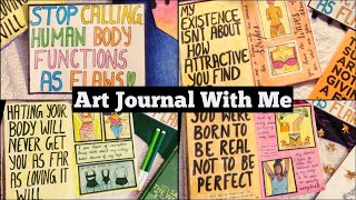 Art Journal With Me (ep6) : Body Positivity | Art Journal For Beginners | Journal ideas | Khushi B |