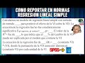 ✅ REGRESIÓN LINEAL SIMPLE: Cómo escribir los resultados de investigación  NORMAS APA 7ed.