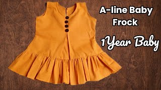 A-line Baby Frock Cutting And Stitching//Frill Baby Frock//1Year Baby//Frock Design/@ismasDesign