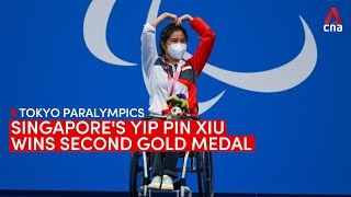 Singapore's Yip Pin Xiu wins gold in the women's 50m backstroke S2 event at the Tokyo Paralympics