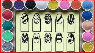 TÔ MÀU TRANH CÁT TRANG TRÍ NGÓN TAY BẰNG SƠN MÓNG TAY - Sand painting nail polish lovely (Chim Xinh) screenshot 4