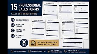 15 Sales CRM Forms Bundle Fillable Printable PDF Templates for Small Business