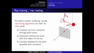 Computer Graphics 2011, Lect  111   Ray tracing