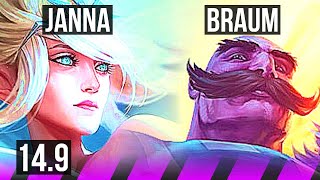 JANNA & Nilah vs BRAUM & Kai'Sa (SUP) | 5/1/19, 700+ games | BR Master | 14.9