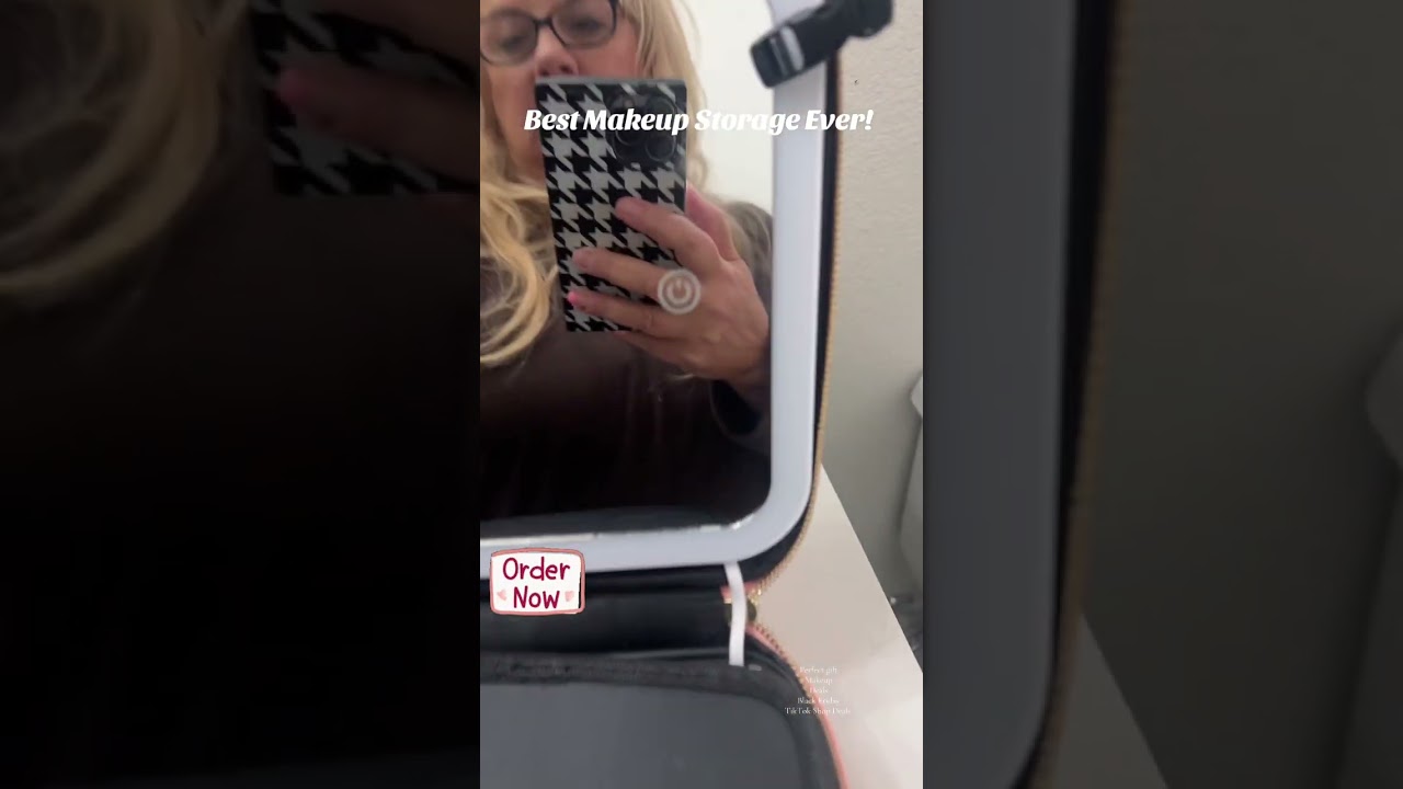 LED Light Travel Makeup Bag Customizable removable dividers and a brush holder 