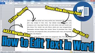 How to Edit Text in Word with Format, 1.5 Spacing, Times New Roman 12 Font, 4433 Margin Size #224 Mla Margins Line Spacing Font