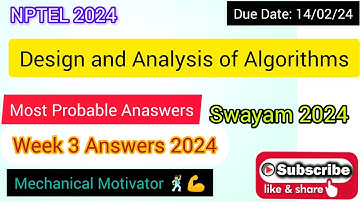 Design and Analysis of Algorithms | Week 3 Quiz | Assignment 3 Solution | NPTEL | SWAYAM 2024