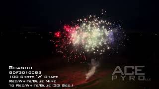 GDF30100G3 Guandu  100 Shots W Shape Red/White/Blue Mine to Red/White/Blue (33 Sec.)